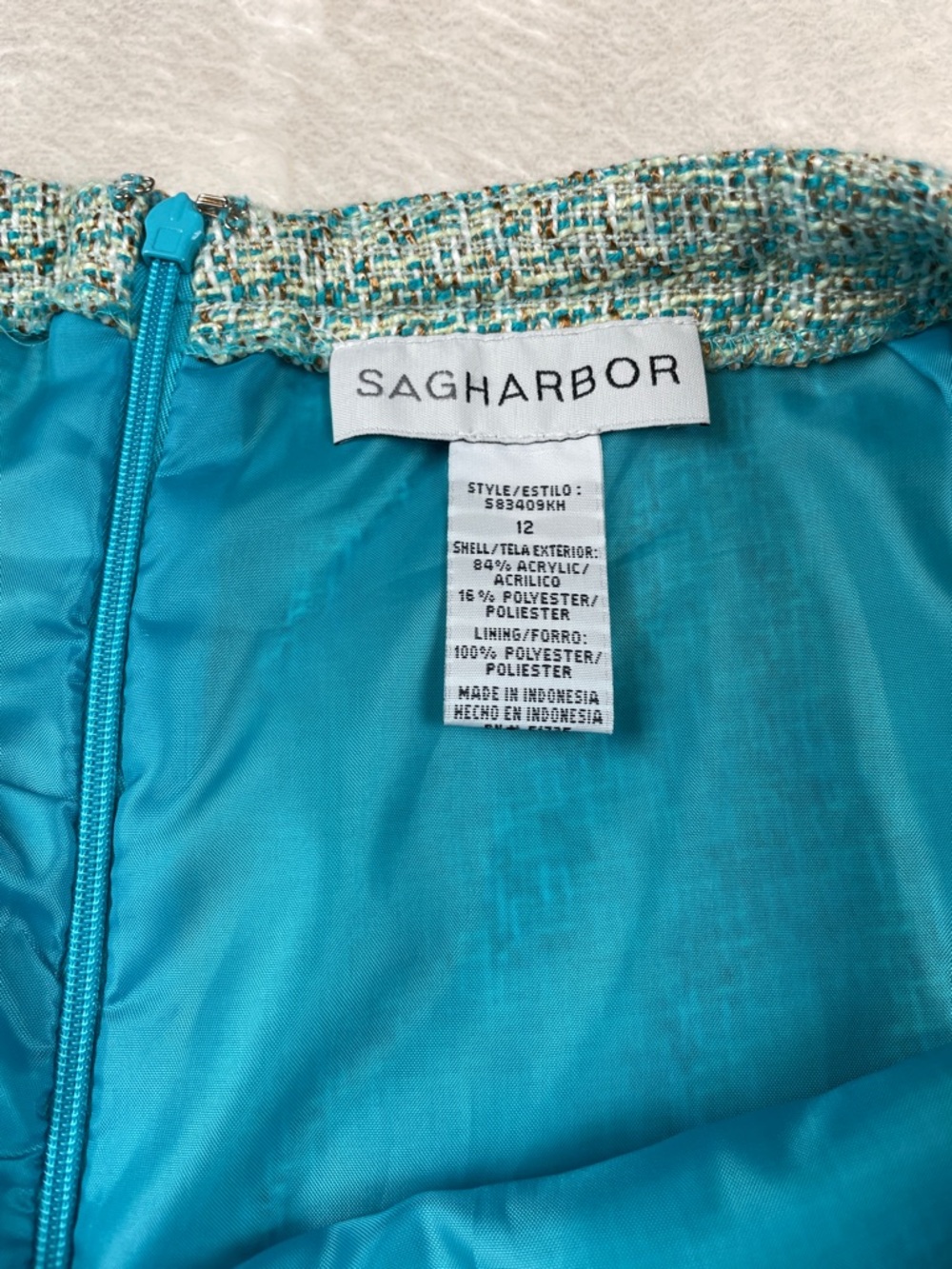 Sag Harbor Teal and Green Tweed Pencil Skirt - Picture 2 of 7